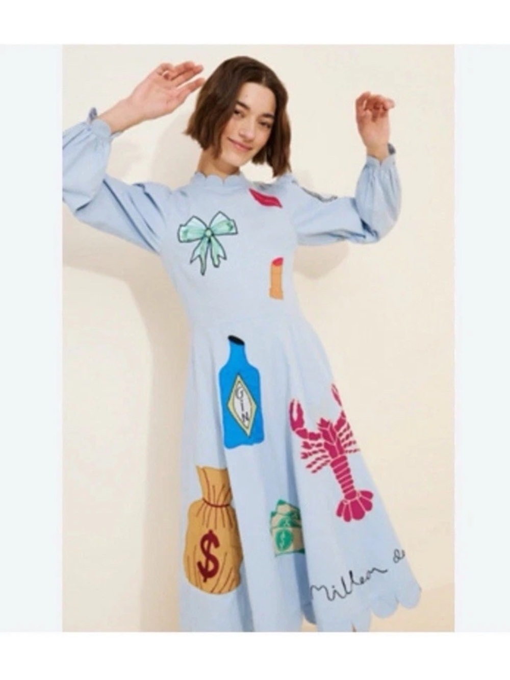 Stella Nova Handcrafted Circus Million Dollar Baby Blue Midi Dress See Desc* L